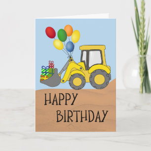 Geburtstags-Traktor mit einem mit Geschenken gefül Karte