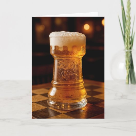 Geburtstags-Turm-Schachfigur-Bierglas Karte (Vorderseite)