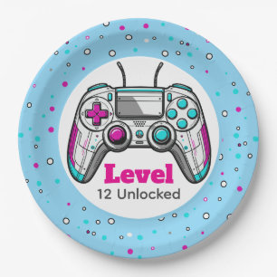 Geburtstags-Videospiel-Controller für Gamer Level Pappteller