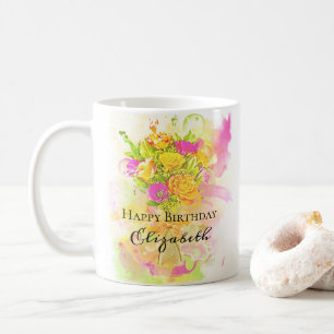 Geburtstags-Wasserfarben-Blumenstrauß Kaffeetasse