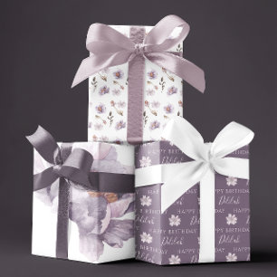 Geburtstags-Wasserfarben-Blumenverpackungspapiere Geschenkpapier Set