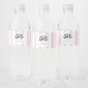 Geburtstags-Wasserflaschenetiketten mit rosa Strei Wasserflaschenetikett