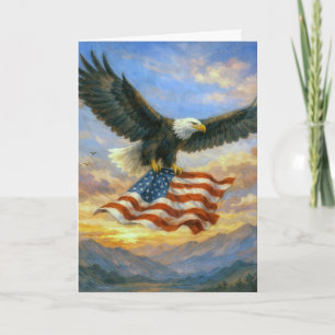 Geburtstags-Weißkopfseeadler mit amerikanischer Fl Karte