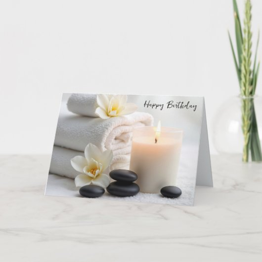 Geburtstags Wellness-Center Handtücher mit Magnoli Karte (Vorderseite)