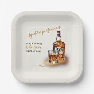Geburtstags-Whiskey für Männer, 50 Jahre gereift Pappteller