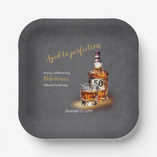 Geburtstags-Whiskey für Männer zum 50. Geburtstag, Pappteller