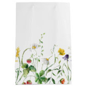 Geburtstags-Wildblumen auf Weiß Mittlere Geschenktüte (Rückseite)