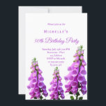 Geburtstags-Wildblumen rosa lila weiß Einladung<br><div class="desc">Eine Einladung für ein Party im Sommer. Rosa,  lila,  große Foxhandschuhe auf einer Sommerwiese auf weißem Hintergrund.Ideal für eine 50. (oder jedes Alter) Geburtstagsfeier - innen oder außen im Garten,  im Garten als Tee-Party! Personalisieren und fügen Sie einen Namen und Party-Details hinzu.</div>