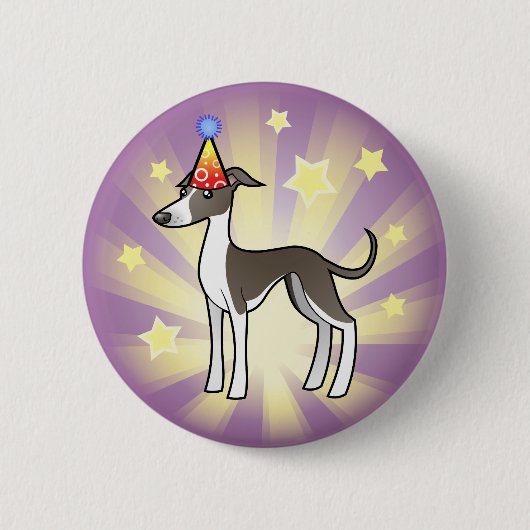 Geburtstags-Windhund/Whippet/italienischer Button (Vorderseite)