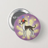 Geburtstags-Windhund/Whippet/italienischer Button (Vorne & Hinten)