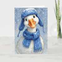 Geburtstags-Winter-Weißgans mit blauem Schal