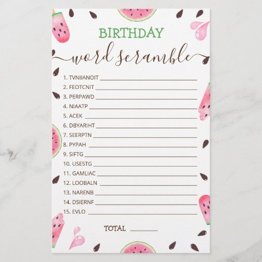 Geburtstags-Wortspiel mit Answer Watermelon (Vorderseite)