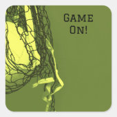 Geburtstags-Yellow Net & Volleyball Quadratischer Aufkleber (Vorderseite)