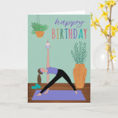Geburtstags-Yoga-Cupcake Karte (Gelbe Blume)