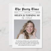 Geburtstags-Zeitungs-Cover Retro-Foto Einladung (Vorderseite)