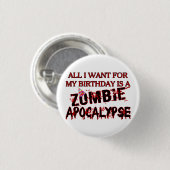 Geburtstags-Zombie-Apokalypse Button (Vorne & Hinten)