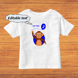 Geburtstagsaffe-Blauballon Kleinkind T-shirt