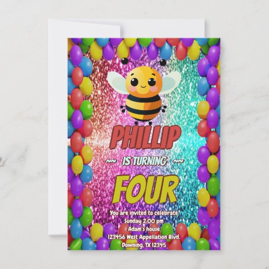 Geburtstagsaufenthalt der Biene Einladung (Vorderseite)