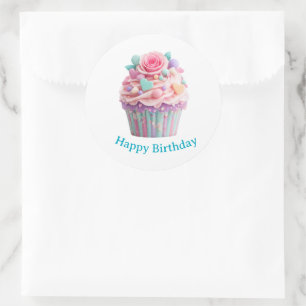Geburtstagsaufkleber für Cupcakes Runder Aufkleber