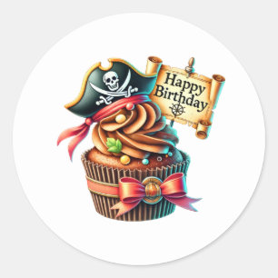 Geburtstagsaufkleber für Cupcakes Runder Aufkleber