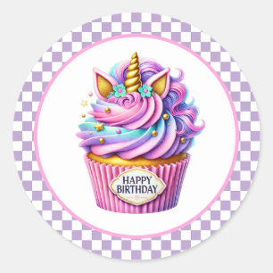 Geburtstagsaufkleber für Cupcakes Runder Aufkleber