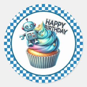 Geburtstagsaufkleber für Cupcakes Runder Aufkleber
