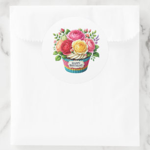 Geburtstagsaufkleber für Cupcakes Runder Aufkleber
