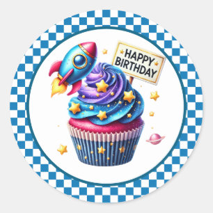 Geburtstagsaufkleber für Cupcakes Runder Aufkleber
