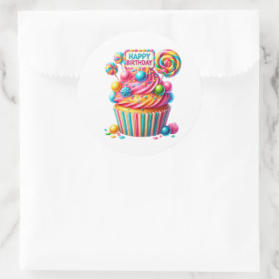 Geburtstagsaufkleber für Cupcakes Runder Aufkleber