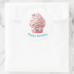 Geburtstagsaufkleber für Cupcakes Runder Aufkleber