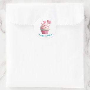 Geburtstagsaufkleber für Cupcakes Runder Aufkleber