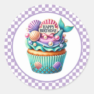 Geburtstagsaufkleber für Cupcakes Runder Aufkleber