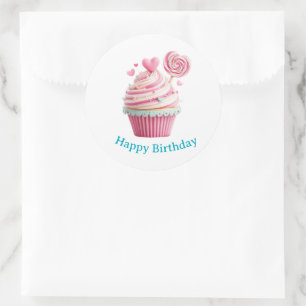 Geburtstagsaufkleber für Cupcakes Runder Aufkleber