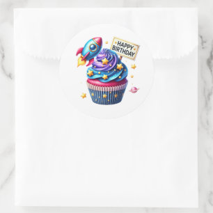 Geburtstagsaufkleber für Cupcakes Runder Aufkleber