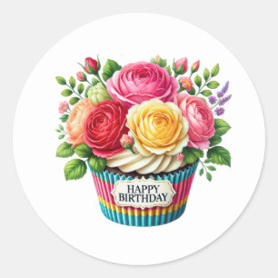 Geburtstagsaufkleber für Cupcakes Runder Aufkleber