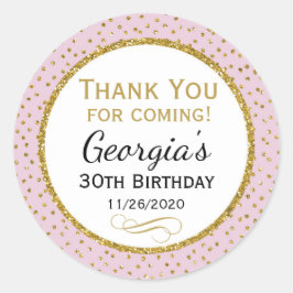 Geburtstagsaufkleber Pink Gold Vielen Dank für Ihr Runder Aufkleber