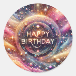 Geburtstagsaufkleber zum Thema Glitzer Runder Aufkleber