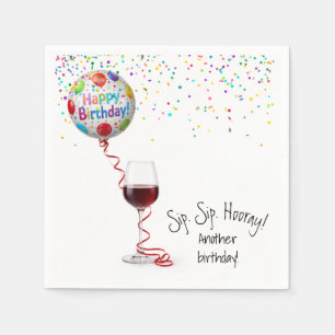 Geburtstagsballon mit Rotwein Serviette