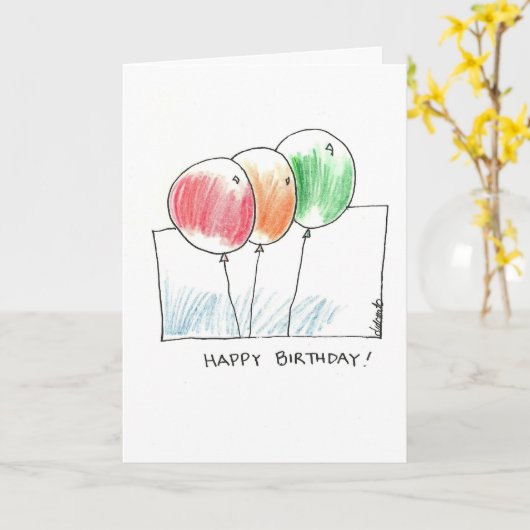 Geburtstagsballone Karte (Gelbe Blume)