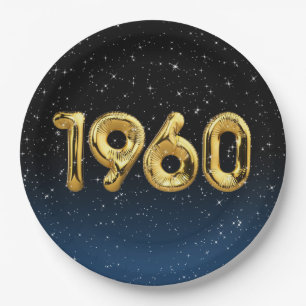 Geburtstagsballons 1960 in Sternen Pappteller