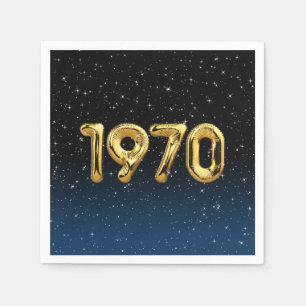 Geburtstagsballons 1970 in Sternen Serviette