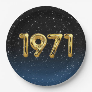 Geburtstagsballons 1971 In Sternen Pappteller