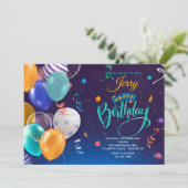 Geburtstagsballons Einladung (Stehend Vorderseite)