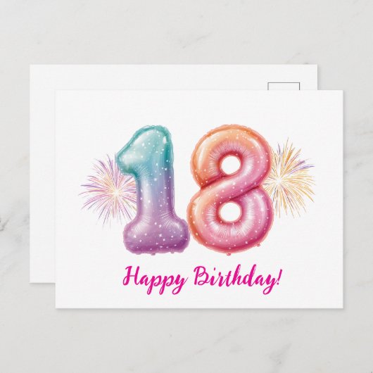 Geburtstagsballons Feiertagspostkarte (Vorne/Hinten)