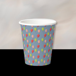 Geburtstagsballons Hellblaue Papiertasse Pappbecher