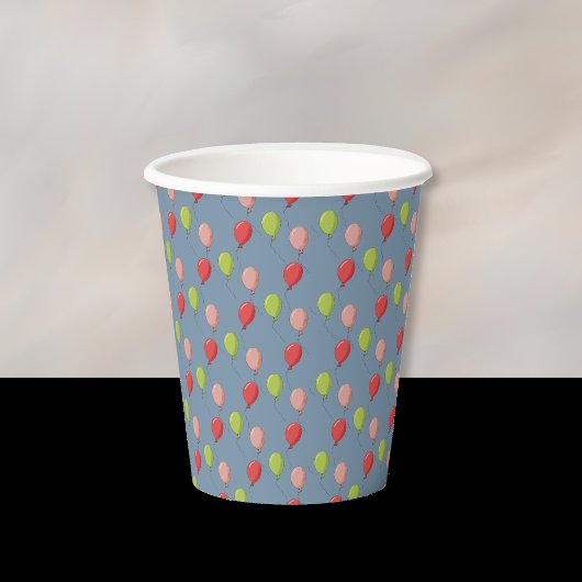 Geburtstagsballons Hellblaue Papiertasse Pappbecher