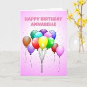 Geburtstagsballons Karte (Gelbe Blume)