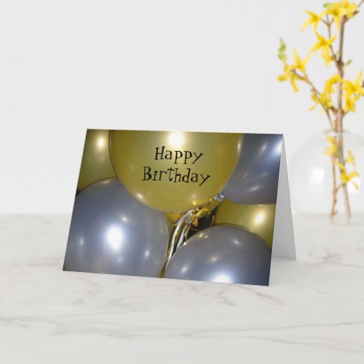 Geburtstagsballons Karte (Gelbe Blume)