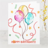 GEBURTSTAGSBALLONS KARTE (Gelbe Blume)
