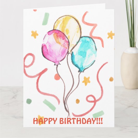 GEBURTSTAGSBALLONS KARTE (Vorderseite)